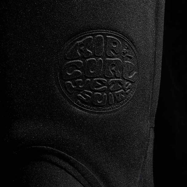 Black wetsuit logo inprinted onto the wetsuit