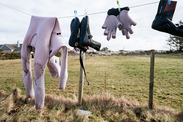 Wetsuits drying