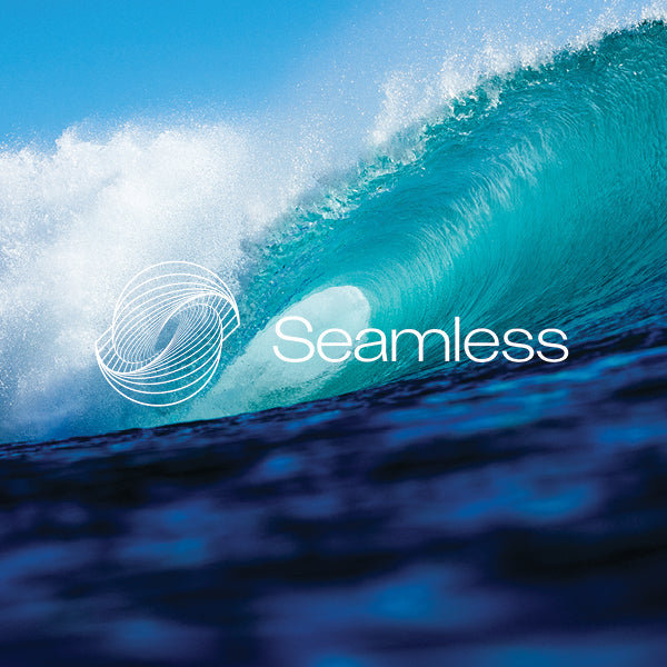 Powerful wave with 'Seamless' logo overlay