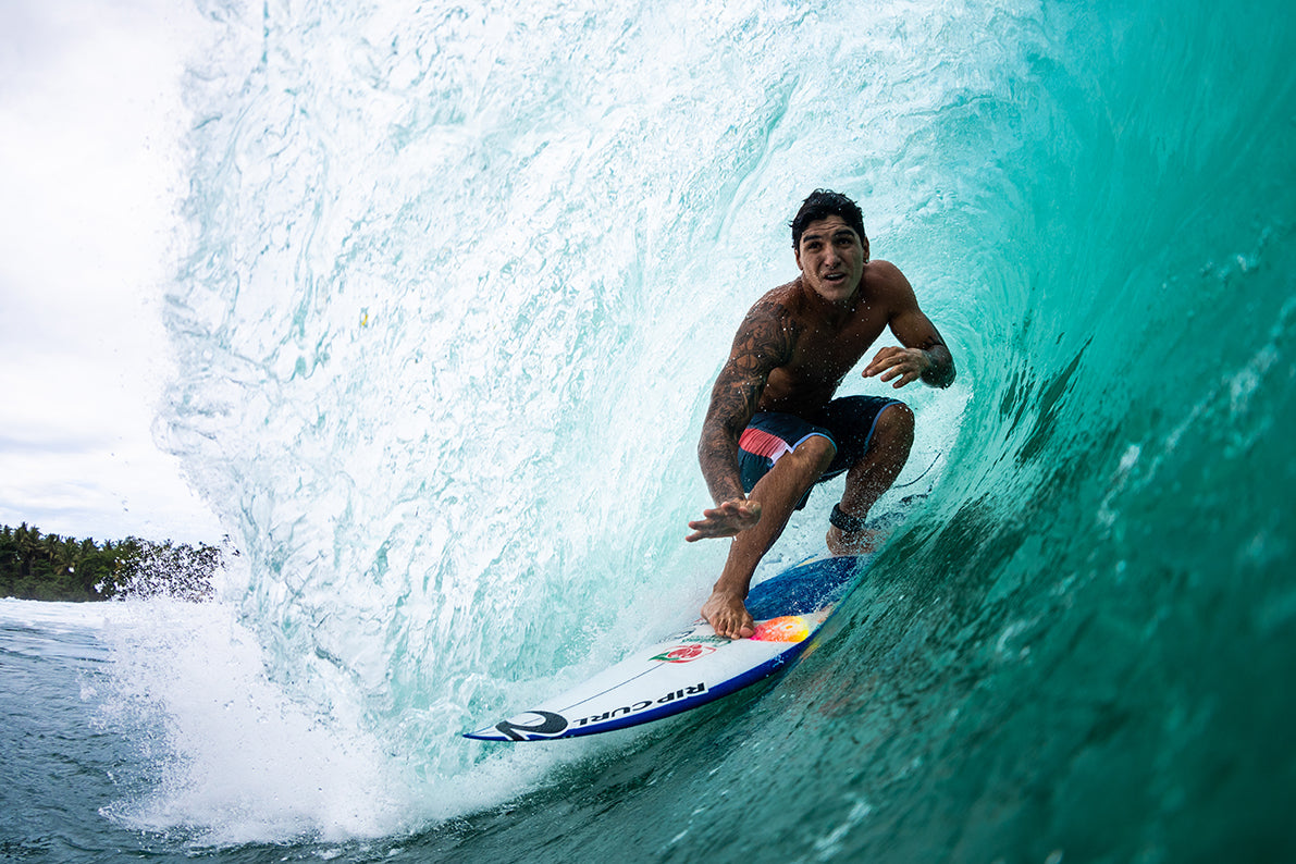 The surfer Gabriel Medina in a barrel